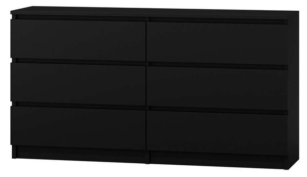 Baltrum M6 Komód - 6 Fiók - Fekete - 138x40x77 cm