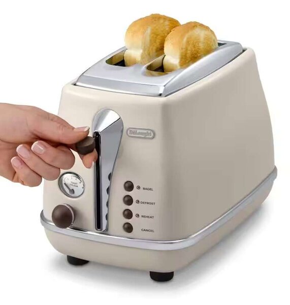 DeLonghi CTOV2103BG Kenyérpirító, 2 szeletes, 900 W, Vintage, Bézs