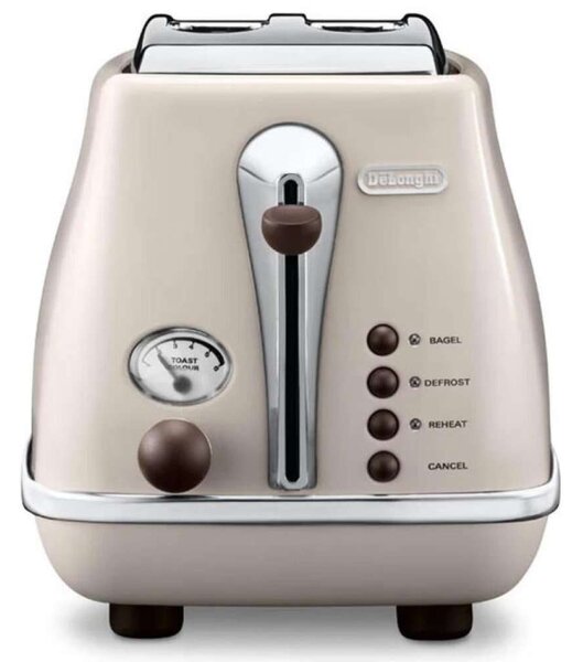 DeLonghi CTOV2103BG Kenyérpirító, 2 szeletes, 900 W, Vintage, Bézs
