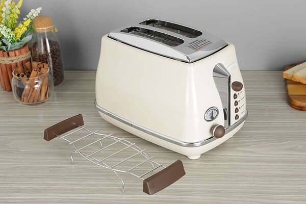 DeLonghi CTOV2103BG Kenyérpirító, 2 szeletes, 900 W, Vintage, Bézs