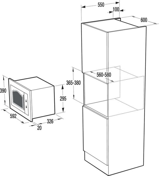 Gorenje BM235CLB Beépíthető mikrohullámú sütő, 23L, 800W, 5 fokozat, EasyClean, 360°Stir Technolgóia