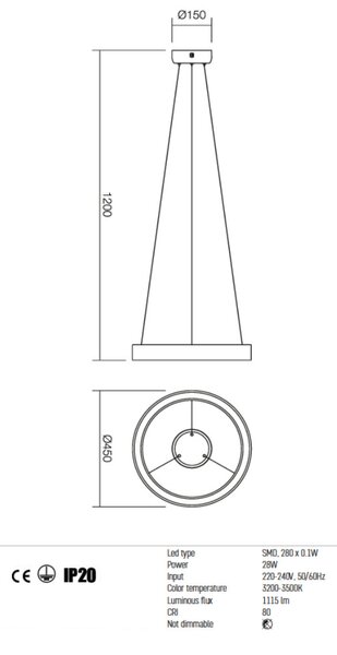 LOOP LED függőlámpa, fehér, 11857