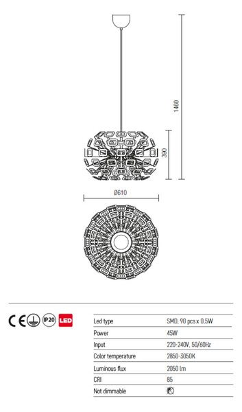 NOVA LED csillár, fehér, 11876