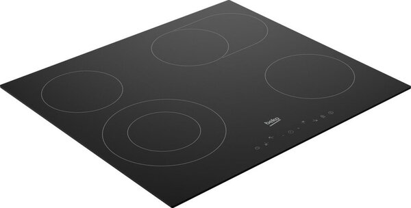 Beko HIC64403T Beépíthető kerámia főzőlap, 58 cm, 4 főzőzóna, Gyerekzár, Fekete
