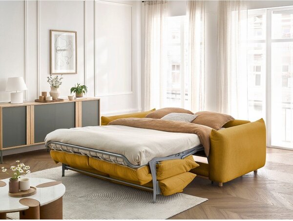 Sárga kinyitható kanapé 214 cm Ernest – Bobochic Paris