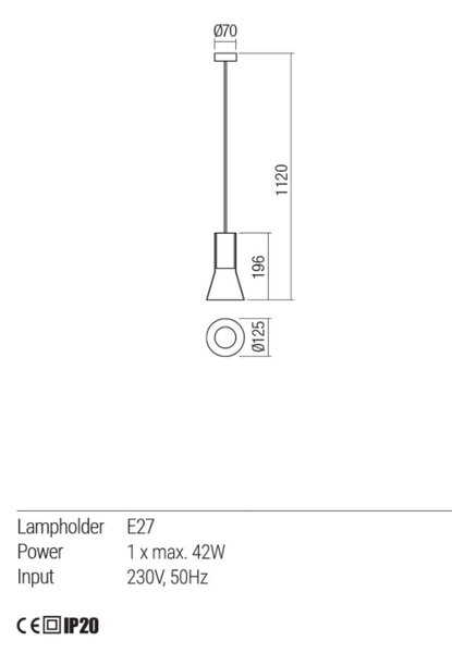 EMPUJE modern függőlámpa matt fekete/sárga, 112cm