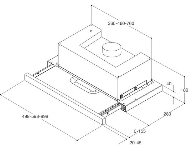 Whirlpool AKR 5390/1 IX Integrált páraelszívó, 304 m3/óra, 3 sebességfokozat, D energiaosztály