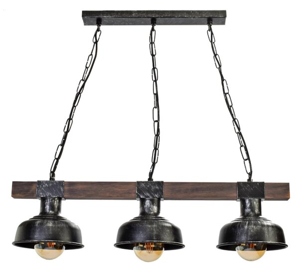 FARO függőlámpa, fekete, természetes fa, 180W