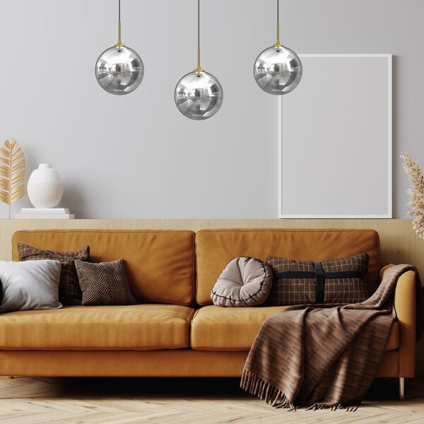 REFLEX függőlámpa, fekete, arany, 120W, 70xcm