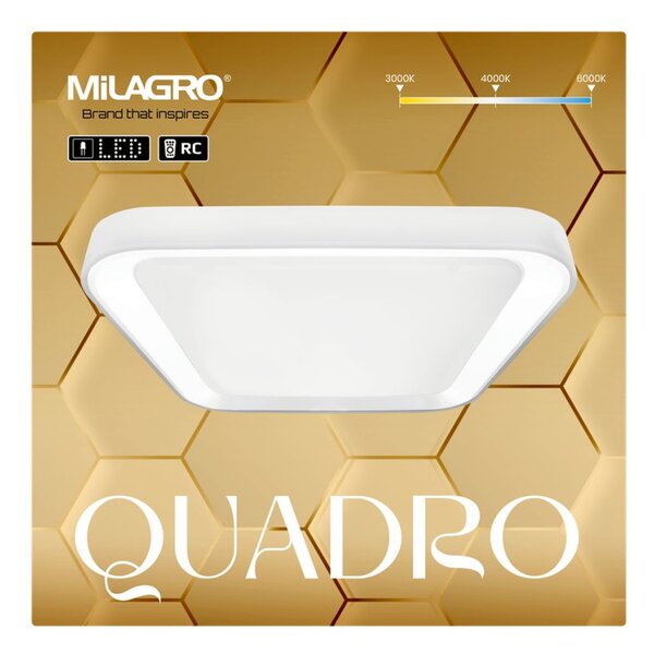 QUADRO LED mennyezeti lámpa, fehér, 38W