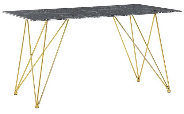 Étkezőasztal KENTON Fekete márvány 140 cm 80 cm Edzett üveg