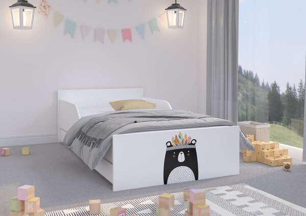 PUFI gyerekágy 160x80 matraccal és ágyneműtartóval - indián medve