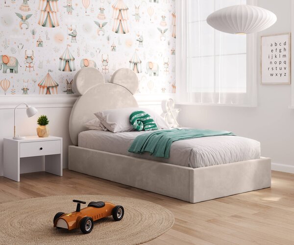 Kárpitozott gyerekágy kerettel 90x200 bézs Velvet Kids Line 1 Mackó