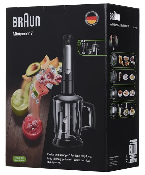 Braun MultiQuick 7 MQ 7045X 1,25 L Merülő mixer 1000 W Fekete, Rozsdamentes acél