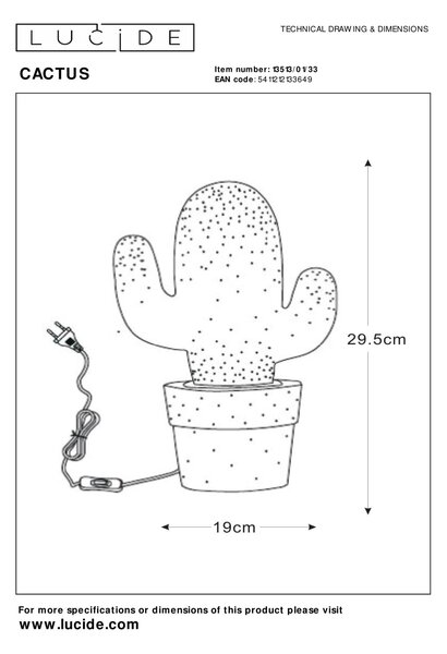 CACTUS - asztali lámpa - 1xE14 - zöld színben