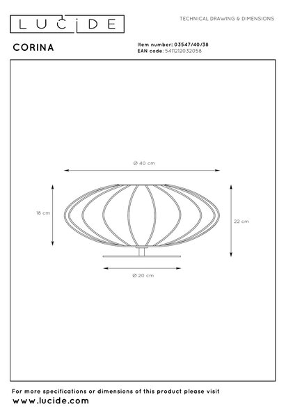 CORINA - asztali lámpa - Ø 40 cm - 1 foglalattal - krém szín