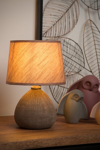 RAMZI - asztali lámpa - Ø 18 cm - 1xE14 - Brown