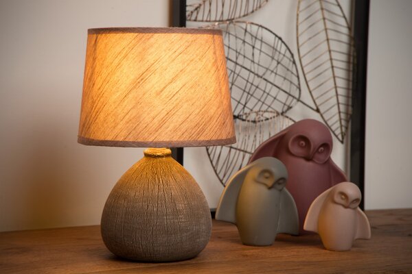RAMZI - asztali lámpa - Ø 18 cm - 1xE14 - Brown