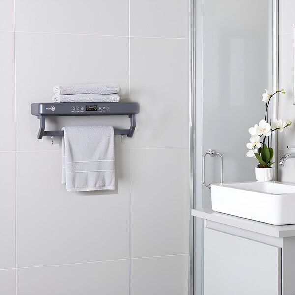 Elektromos törölköző szárító és sterilizáló, fürdőszobai vagy konyhai használatra, falra szerelhető, SZ60cm, 450W, ElectricSun PREMIUM Szürke