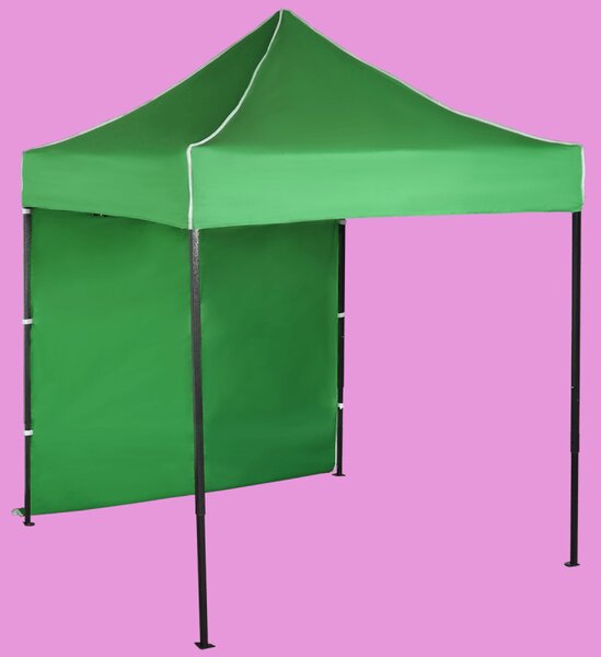 Gyorsan összecsukható sátor 2x2m – acél, Zöld, 1 oldalfal