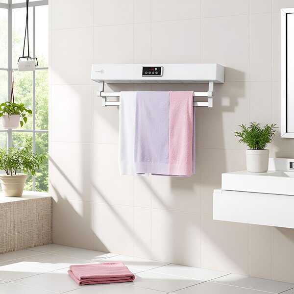 Elektromos törölköző szárító és sterilizáló, fürdőszobai vagy konyhai használatra, falra szerelhető, SZ60cm, 450W, ElectricSun Standard Fehér