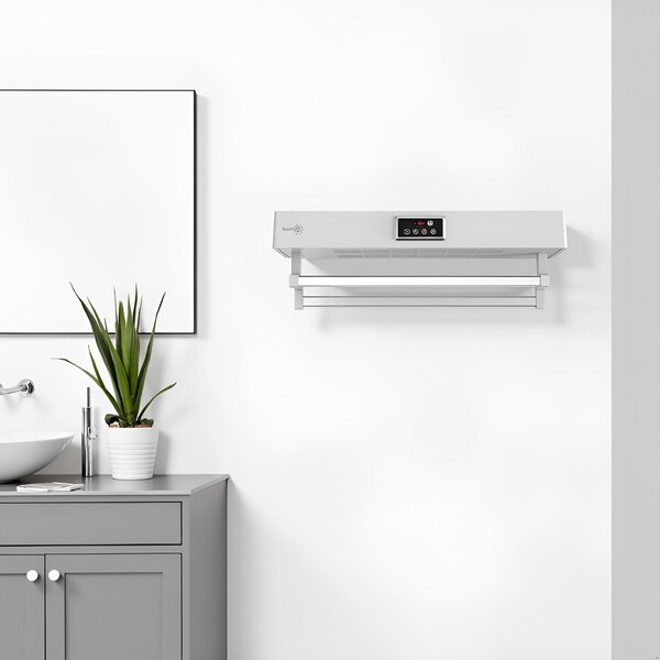 Elektromos törölköző szárító és sterilizáló, fürdőszobai vagy konyhai használatra, falra szerelhető, SZ60cm, 450W, ElectricSun Standard Fehér