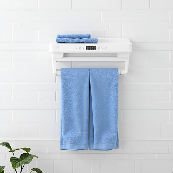 Elektromos törölköző szárító és sterilizáló, fürdőszobai vagy konyhai használatra, falra szerelhető, SZ60cm, 450W, ElectricSun PREMIUM Fehér