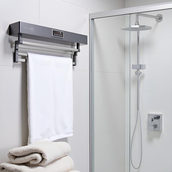 Elektromos törölköző szárító és sterilizáló, fürdőszobai vagy konyhai használatra, falra szerelhető, SZ60cm, 450W, ElectricSun Standard szürke
