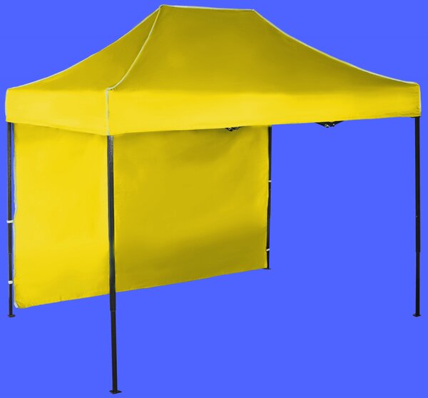 Gyorsan összecsukható sátor 2x3m – acél, Sárga, 1 oldalfal