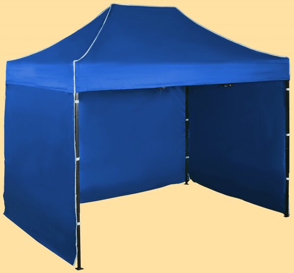 Gyorsan összecsukható sátor 2x3m – acél, Kék, 3 oldalfal