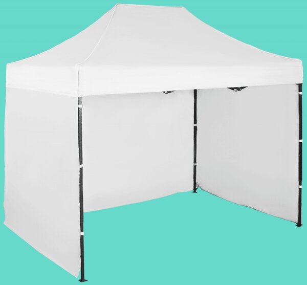 Gyorsan összecsukható sátor 2x3m – acél, Fehér, 3 oldalfal