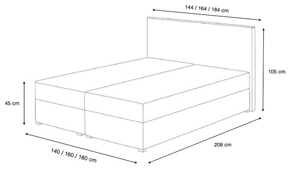 LAMELLA kárpitozott boxspring ágy - bézs Méret: 180x200