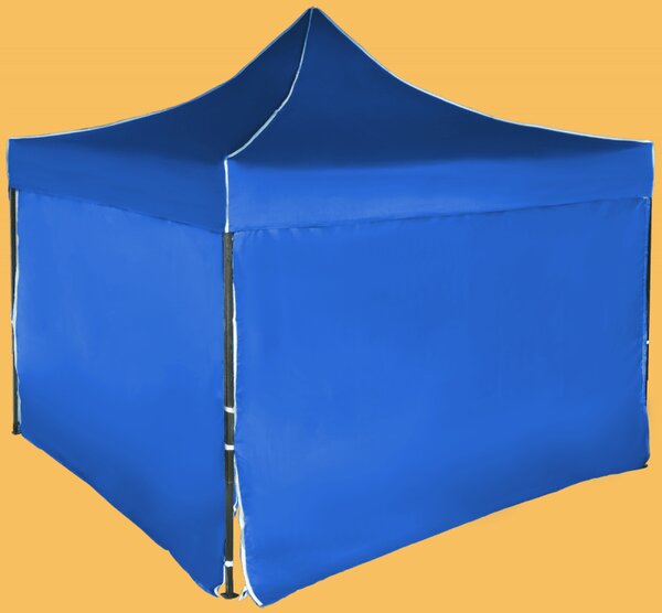 Gyorsan összecsukható sátor 3x3 m – acél, Kék, 4 oldalfal