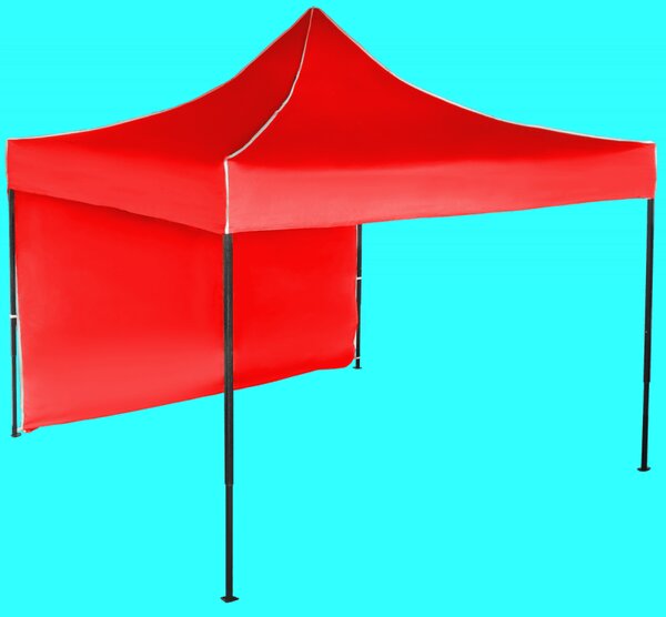 Gyorsan összecsukható sátor 3x3 m – acél, Piros, 1 oldalfal