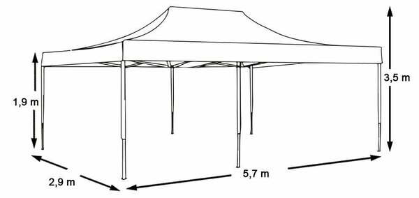 Kerti Pavilon - Összecsukható - 2,9x5,7m - Piros