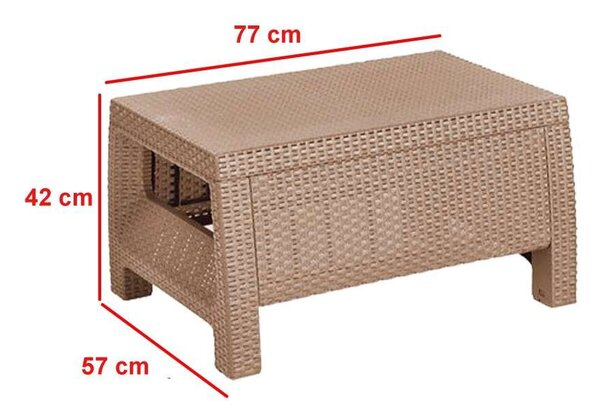 Corowa Balkon Szett - 2 Fotel + Asztal - Cappuccino