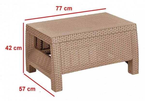 Corowa Balkon Szett - 2 Fotel + Asztal - Cappuccino