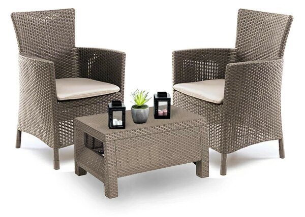 Corowa Balkon Szett - 2 Fotel + Asztal - Cappuccino