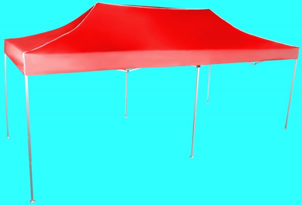 Gyorsan összecsukható sátor 3x6m - alumínium, Piros, Oldalfalak nélkül
