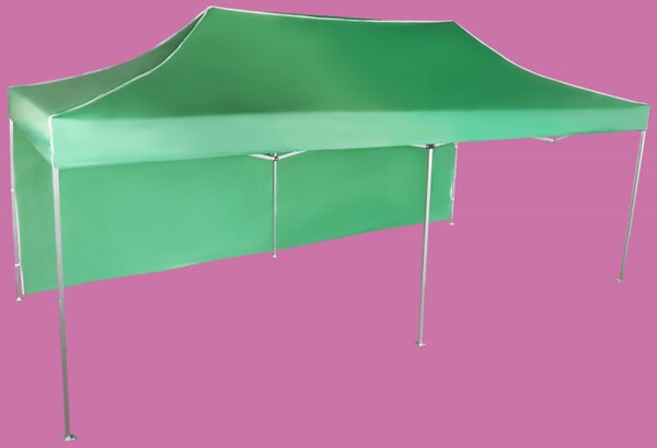 Gyorsan összecsukható sátor 3x6m - alumínium, Zöld, 1 oldalfal