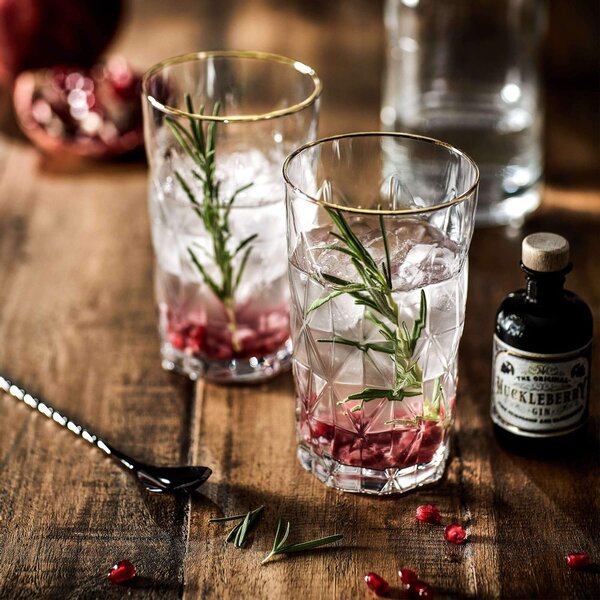 UPSCALE long drink pohár arany szegéllyel 460ml, 6 db-os készlet