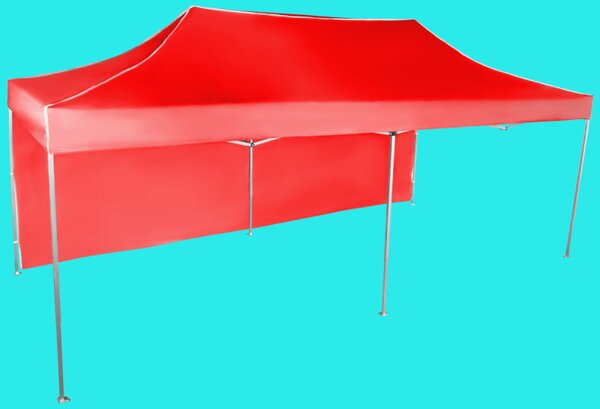 Gyorsan összecsukható sátor 3x6m - alumínium, Piros, 1 oldalfal
