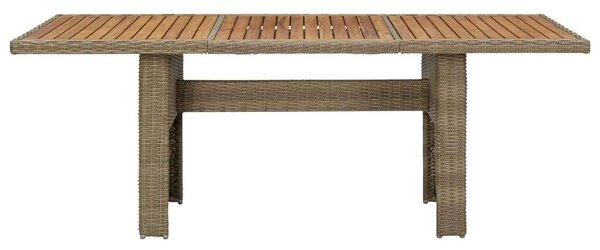 VidaXL Kerti Étkezőasztal - Polyrattan - Barna - 200x100 cm
