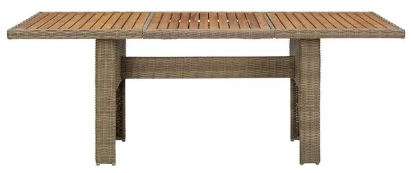 VidaXL Kerti Étkezőasztal - Polyrattan - Barna - 200x100 cm