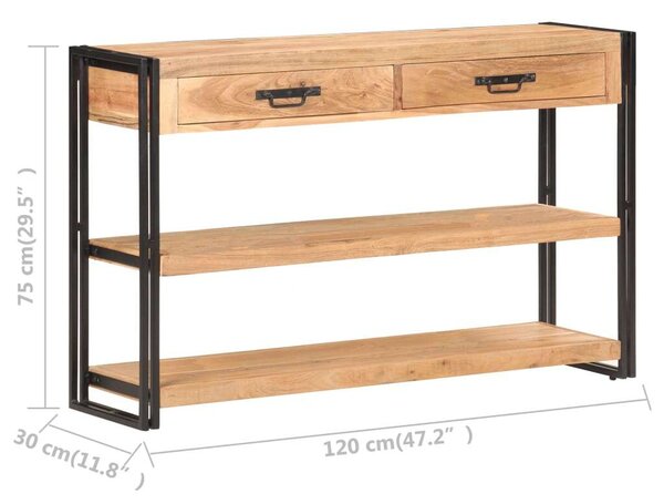 VidaXL tömör akácfa komód 120 x 30 x 75 cm