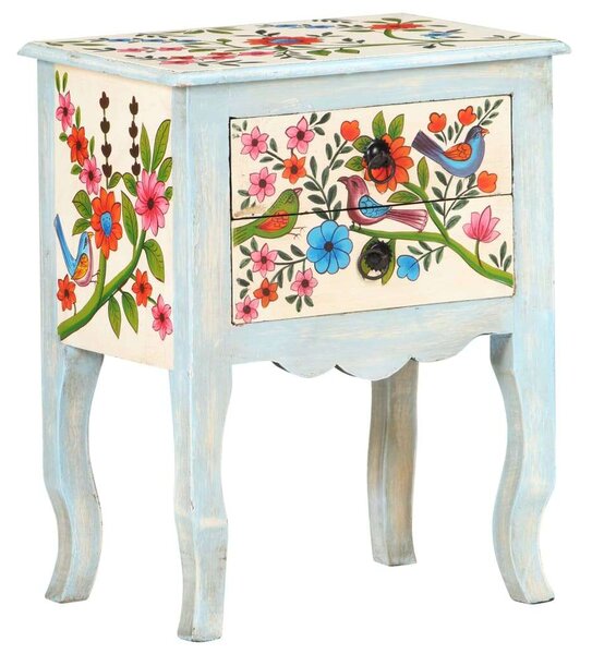 VidaXL kézzel festett tömör mangófa éjjeliszekrény 40 x 30 x 50 cm