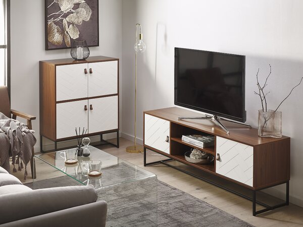 TV állvány NUEVA Sötétbarna/fehér