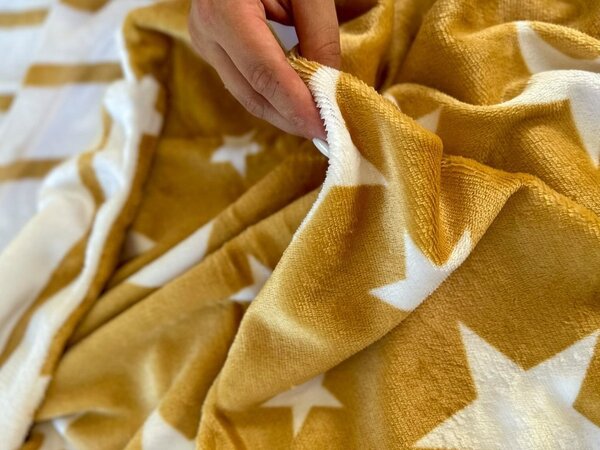STARS bézs mikroplüss ágynemű + SOFT fehér mikroplüss lepedő 90x200 cm