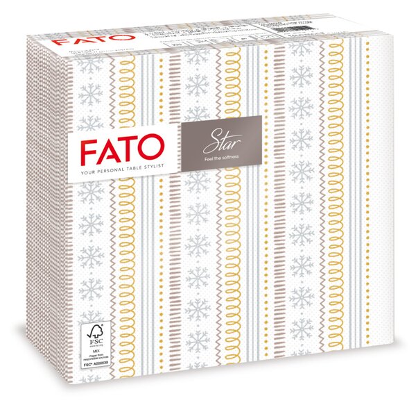 Fato Sztár karácsonyi szalvéta Ribbon Silver 2 rétegű 38x38cm 40 szál/csomag