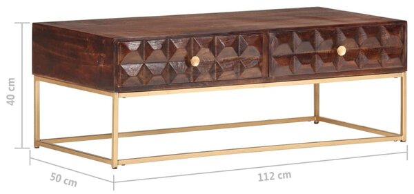 VidaXL tömör mangófa dohányzóasztal 112 x 50 x 40 cm